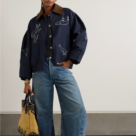 Sea NY New York Demi Jacket - Embroidered Blue Bomber M - Picture 10 of 11